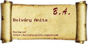 Bolváry Anita névjegykártya