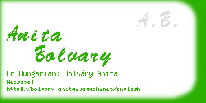 anita bolvary business card